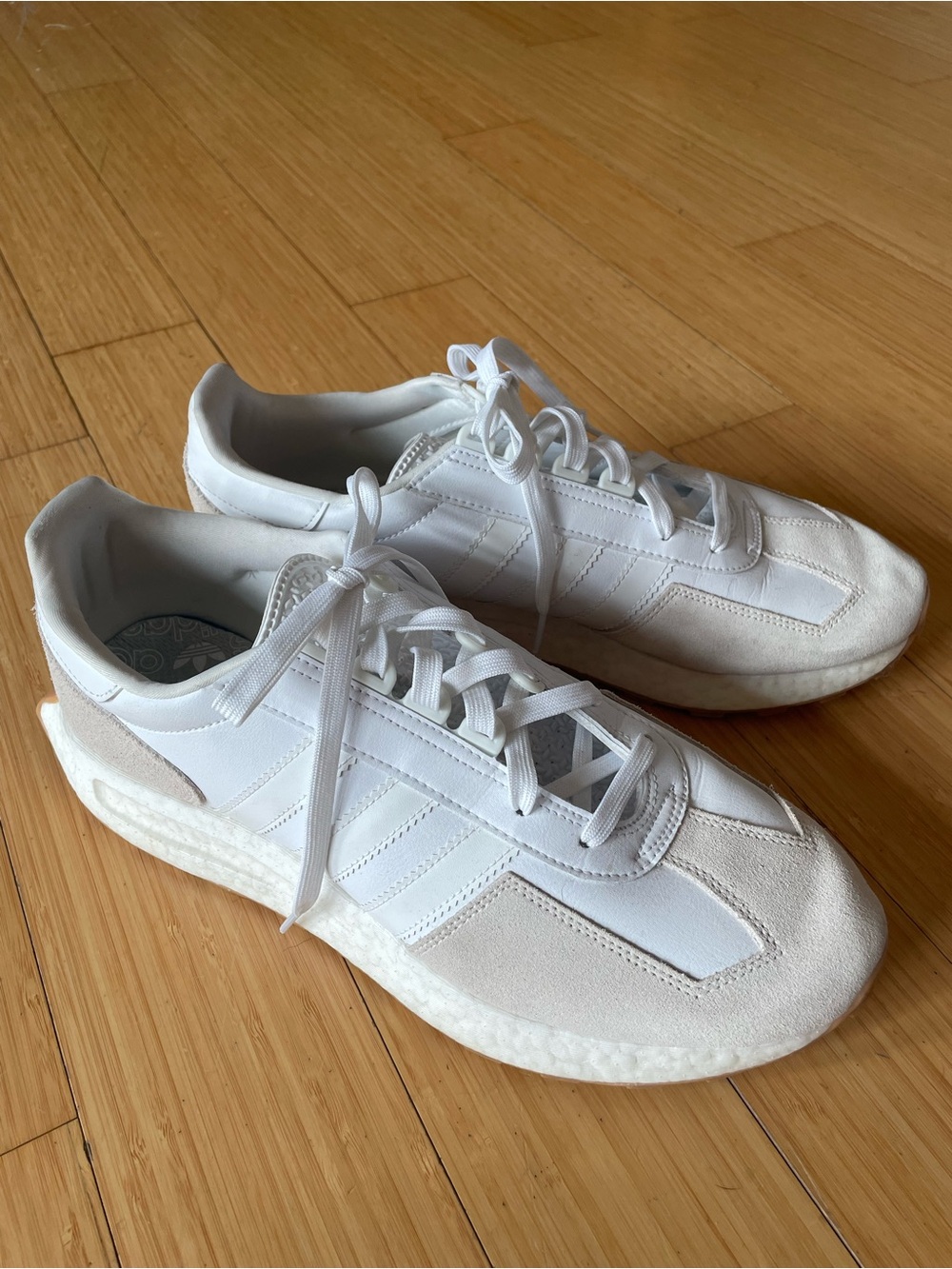 adidas White Low-Top Retro Runner Sneakers
